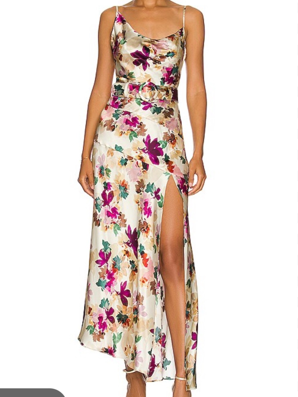 Nicholas floral nahara lark belted slip maxi dress silk cowl neck US SZ 8 EUC - Picture 1 of 13